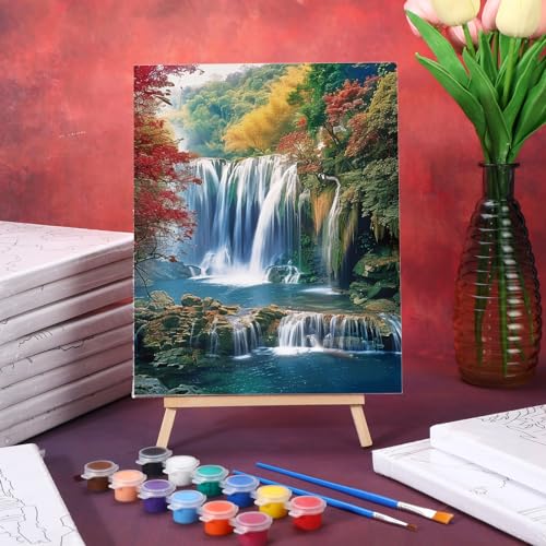 Zhanmai 72 Pcs 12 Sets Sip and Paint Kit Pre Drawn Canvas for Painting 8" x 10" Paint Party Canvas Painting Pre Printed Canvases for Party Favor DIY Virtual Adult's Date Night(Realistic Landscape) - style: Realistic Landscape