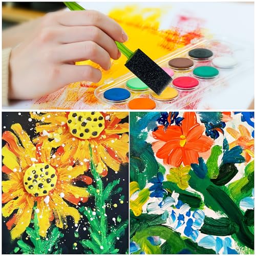 24Pcs Foam Paint Brushes, Coloful Plastic Handle Sponge Brushes for Painting, Paint Sponge -Lightweight&Durable -Premium Foam Brushes Set, Staining, Varnishes and DIY Craft Projects (1", 2" and 3") - color: Colorful