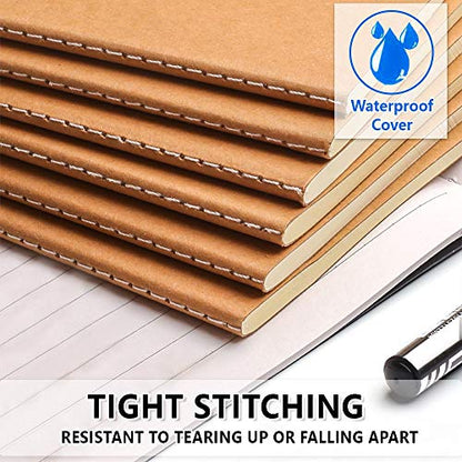 feela 30 Pack Kraft Notebooks, A5 60 Lined Pages Notebooks and Journals for Women Girls Students Making Plans Writing Memos Office School Supplies, 8.3 X 5.5 in - style: Lined-30 Pack