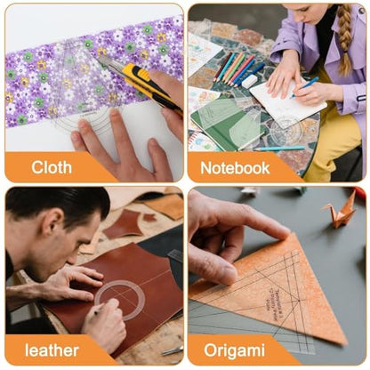 EEEKit 10 PCS Dresden Quilt Templates, Acrylic Quilting Template Ruler with Different Shapes, Triangle Rulers for Quilting and Sewing