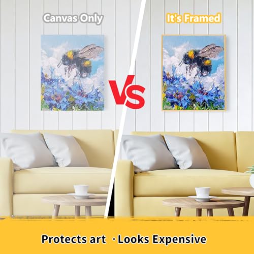 4 Pack 12 x 16 inch Floater Frame Canvas –Gallery Wrapped Canvas Set | 100% Cotton & Cottonseed Husk, Triple Primed, No Bleed, Warp Resistant for Oil and Acrylic – Ready to Hang, No Drill Needed - color: Light Brown, size: 4pk-12x16 in