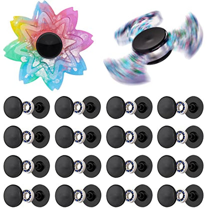 16 Pack Fidget Spinner Bearing and Cap Replacement Set, Chrome Steel Bearing Balls, High Speed 13mmx7mmx4mm Bearings Single Sealed Small Bearings for Fidget Spinner - size: ONLY 16 BLACK Cap Bearings