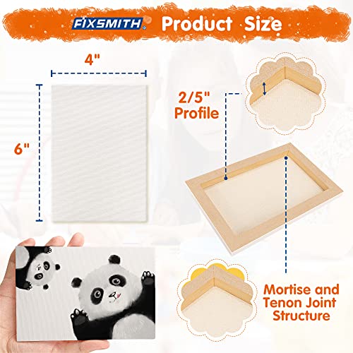 FIXSMITH Mini Stretched Canvas for Painting - 24 Pack 4 x 6 Inch, 2/5” Profile Small Canvases, 100% Cotton Little Blank Canvas, Home Decor Project, Art Supplies for Acrylic Oil Painting - size: 4"X6"
