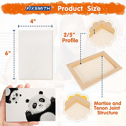 FIXSMITH Mini Stretched Canvas for Painting - 24 Pack 4 x 6 Inch, 2/5” Profile Small Canvases, 100% Cotton Little Blank Canvas, Home Decor Project, Art Supplies for Acrylic Oil Painting - size: 4"X6"