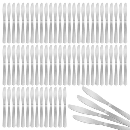 150 Pcs 8.3 Inches Stainless Steel Dinner Knives Spreader Knives Silverware Silver Butter Knife for Steak Table Home Kitchen Restaurant