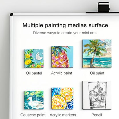AUREUO Mini Magnetic Stretched Canvas 4x4 Inch / 24 Pack - Small Square Wrapped Halloween Canvas Board with Magnet Back, Art Gift Set Tiny Framed Bulk Pack Canvases for Acrylic Painting & Craft - size: 4"x4", Stretched Canvas