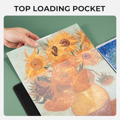 Nicpro 11"x17" Art Portfolio, 30 Pockets Display 60 Pages Art Portfolio Folder with Clear Plastic Sleeves, Artwork Storage Presentation Book for Artists, Painting Carrier Case - size: 11x17"