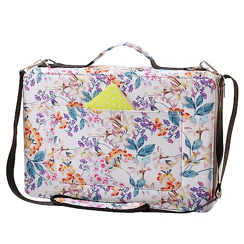 Portable Colored Pencil Case 384 Slots Pencil case Organizer with Printing Pattern for Watercolor Pens or Markers, Pencil Case Organizer for Artist - color: White + Flower, size: 384