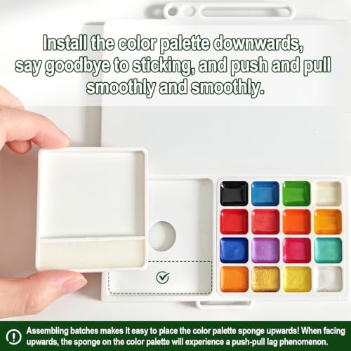 Travel Watercolor Set, 16 Colors Standard (8 Matte & 8 Shimmer), Mini Paint Kit with 30-Sheet 300G Cotton Sketchbook, Detachable Palette, Water Cup & Water Brush, Green - color: Green