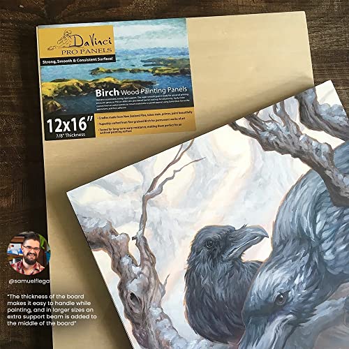 Da Vinci Pro Birch Wood Panel 1-5/8 Deep – 9x12 4-Pack - Fine Textured, Warp Resistant, Lightweight & Rigid – Perfect for Mounting Sanded Pastel or Watercolor Paper, Linen or Canvas