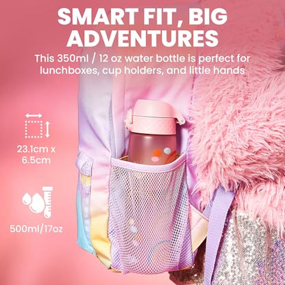 Ion8 Leak Proof Slim Water Bottle - 500ml/18oz, Pink Rainbow - BPA-Free Odor Resistant Recyclon Polymer with One-Touch Flip Lid, Carry Loop, No Straw - Dishwasher Safe, Cupholder/Backpack Friendly - color: Rainbows, size: 18oz / 500ml