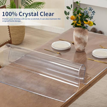 14 x 60 Inch Clear Table Cover Protector, 2mm Thick Clear Desk Mat, Plastic Table Cover, Vinyl Table Protector, Desk Mats on Top of Desks - size: 14" x 60"