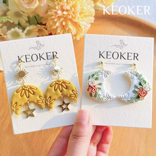 Keoker Flower Clay Cutter- Spring Polymer Clay Cutters, Polymer Clay Flower Cutters, 10 Shapes Floral Clay Earrings Cutters, Boho Clay Cutters for Polymer Clay Jewelry (A)