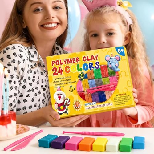 24-Color Self-Hardening Dough Toys - Air Dry Clay Kit, Kids Modeling Sculpting Foam with Sculpt Tools, Magic Crafting Pack, DIY Educational Slimes Set, Colorful Medium for School Art Projects