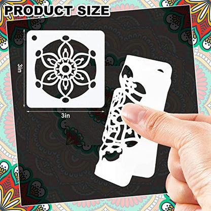 80 Pieces Mandala Stencils for Painting 3 x 3 Inch Mandala Painting Craft Stencils Reusable Templates for Wood Rocks Furniture Wall Floor DIY Art Projects Fabric Tile - style: Mandala