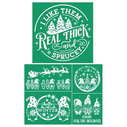 2PCS Christmas Self-Adhesive Silk Screen Stencils,HO HO HO Screen Printing Stencils for Craft Christmas Tree Chalk Stencil Transfers Reusable Stencils for Painting on Wood T-Shirt Fabric Xmas Sign - color: 2pcs Christmas stencils