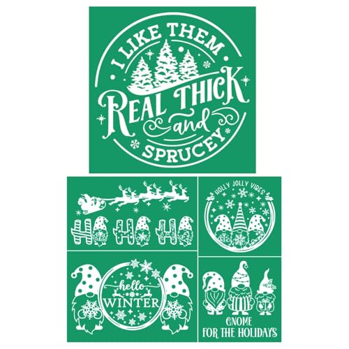 2PCS Christmas Self-Adhesive Silk Screen Stencils,HO HO HO Screen Printing Stencils for Craft Christmas Tree Chalk Stencil Transfers Reusable Stencils for Painting on Wood T-Shirt Fabric Xmas Sign - color: 2pcs Christmas stencils