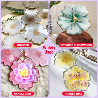 4 Pack 3.34 inches Flower Coaster Molds Coaster for Epoxy Resin Agate Coaster Cup Mat Molds for Resin Casting Silicone Molds for Making DIY Craft - color: Flower Coaster