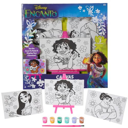 Innovative Designs Disney Encanto Canvas Paint Set for Kids with 3 Canvases, Acrylic Paint, Paintbrush, & Easel - color: Encanto