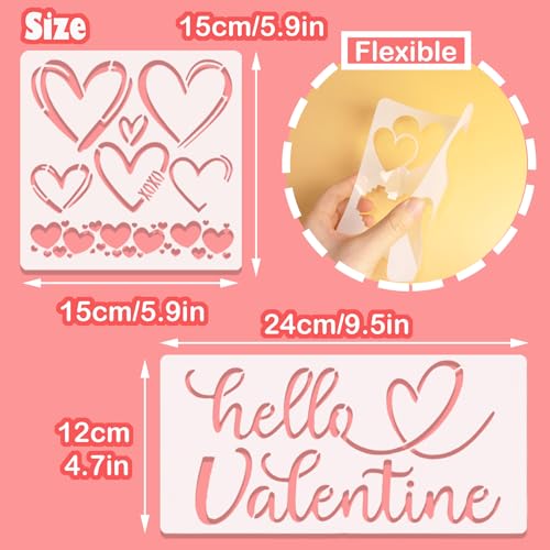 HADDIY Heart Stencils for Painting,11 Pcs Plastic Heart Templates for Drawing on Wood and Crafts,Spraying on Wall