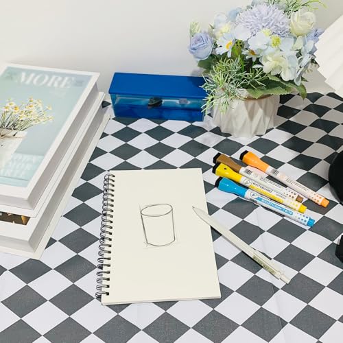 DSTELIN Blank Spiral Notebook, 3-Pack, Soft Cover, Sketch book, 100 Pages / 50 Sheets, 7.5 inch x 5.1 inch, 100GSM, (Black)