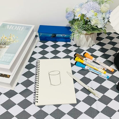 DSTELIN Blank Spiral Notebook, 2-Pack, Soft Cover, Sketch book, 100 Pages / 50 Sheets, 7.5 inch x 5.1 inch, 100GSM, (Black)