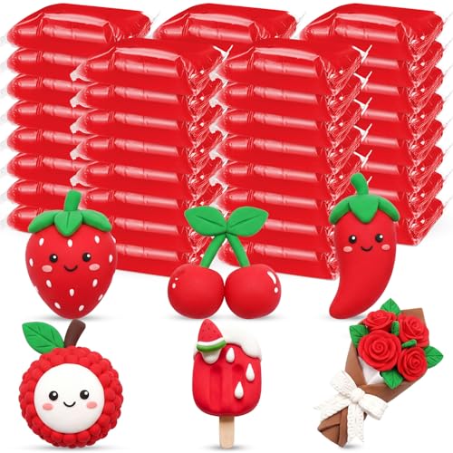 VioraWhite 40 Pcs 21oz Air Dry Clay Bulk Modeling Ultra Lightweight Foam Modeling Clay for Kids Adults DIY Crafts Party Arts and School Project Gifts Supplies (Red) - color: Red