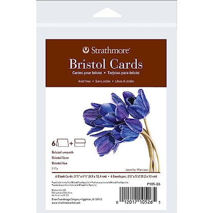 Strathmore 400 Series Cards, Bristol, Announcement Size, 3.5x4.875 inches, 6 Pack, Envelopes Included - Custom Greeting Cards for Weddings, Events, Birthdays - size: 3.5x4.875, style: 6 Pack