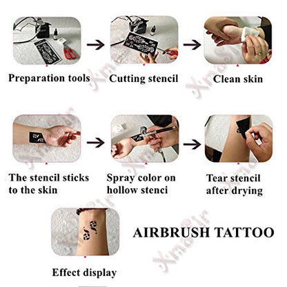 Xmasir 6 Sheet Christmas Temporary Tattoos Stencils, Kids Xmas Glitter Drawing Tattoo Templates Waterproof for Body Art Painting Party Decoration