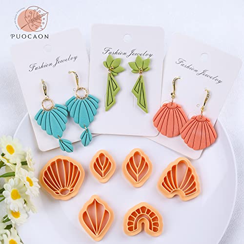 Puocaon Basic Clay Earring Cutters - 21 Pcs Polymer Clay Cutters, Classic Geometric Clay Jewelry Cutters Set, Shell Clay Earring Cutter, Radial Shape Clay Cutters for Polymer Clay Jewelry Making