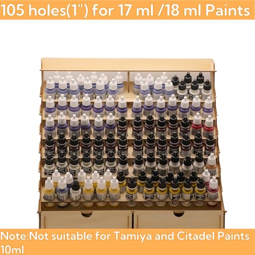 Craft Paint Storage-Modular Paint Organizer - Holds 105 Bottles of Vallejo, 14 Brushes, 2 Cabinets, and Miniature Stands - Art Tool Storage Rack for Miniature Set - size: 105