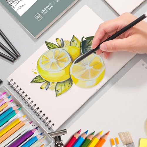 4 Pack Small Sketch Books, 5.5 x 8.5 Inch Mini Sketchbook, 68lb/100gsm Spiral Bound Small Sketch Pad, Acid Free Art Supplies Drawing Painting Sketchbook for Kids, Beginners, Artists (30 Sheets Each) - color: Light Cyan, size: 5.5 × 8.5Inch（4 Pack）