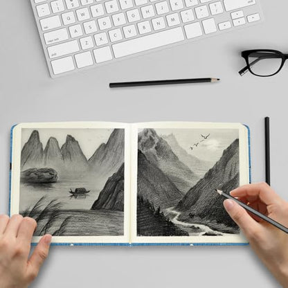 E-WEICHEN Square 4.8x4.8 inches 80gsm 96sheets/192 Pages Notebooks Blank Sketchbooks Travel Journal Pocket Hardcover Paint Writing Diary Memo Planner Cloth Cover. Cow Cat - color: Cloth Cover-4.8x4.8in-Cow Cat