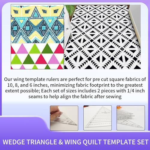 6 Set Tall Triangle Quilting Rulers for Quilting Templates 6 8 10 Inch Wedge Triangle Quilting Rulers and Templates, Sewing Templates for Sewing Cut Measurement DIY Craft Quilting Tools - size: quilting-6