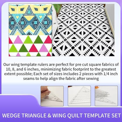 3 Set Tall Triangle Quilting Rulers for Quilting Templates 6 8 10 Inch Wedge Triangle Quilting Rulers and Templates, Sewing Templates for Sewing Cut Measurement DIY Craft Quilting Tools - size: quilting-3