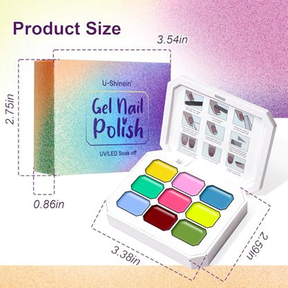 Gradient Painting Gel, 9 Bright Colors Ombre Gel Nail Polish Light Blue Pink Pigment Pat Nails Aura Nails French Manicure Soak Off UV Long-lasting No-wipe Home Salon DIY Nail Art ChromaGlow - color: ChromaGlow set