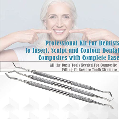 Set of 17 Dental Spoon Excavators Plugger Restorative Composite Filling Tooth Cavity Carious Decay Removal Double Ended Instruments
