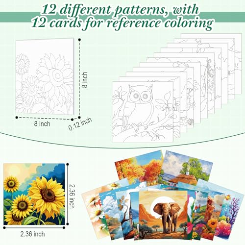 Sherr 12 Pcs Pre Drawn Canvas Pre Printed Canvas for Adults Sip and Paint Party Canvases Painting Kit for Summer Easter Mother's Day Party Favor(Mixed Style,8 x 8 Inch) - size: 8 x 8 Inch, style: Mixed Style