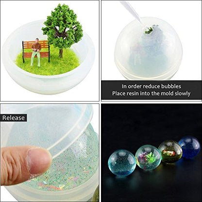 Funshowcase Ball Orb Sphere Paperweight Silicone Mold, for Polymer Clay, Crafting, Resin Epoxy, Jewelry Making
