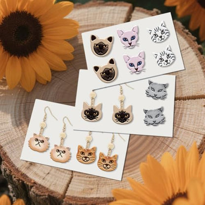 ORIGACH 20 Pcs Small Stud Cute Cat Polymer Clay Cutters Set Earring Clay Cutter DIY Craft Supplies for Earring and Jewelry Making - style: Cat