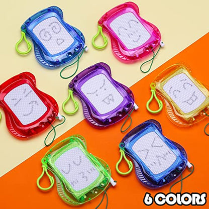 30 Pack Mini Magnetic Drawing Board for Kid(6 Colors), Keychain Clip Doodle sketch Writing Pad Goody Bag Filler, Toy Bulk for Toddler Rainbow Birthday Party Favor Classroom Supplies Treasure Box Prize