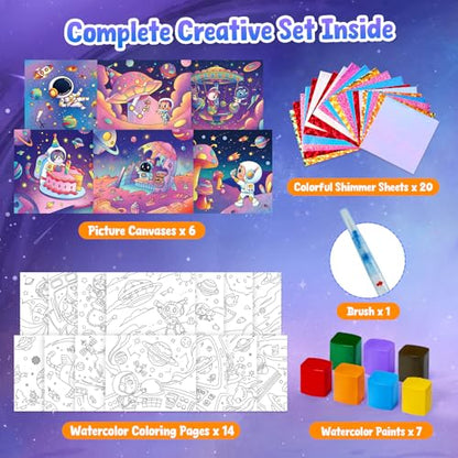 JoyCat Paint with Water Coloring Books, Art & Craft Activity, No Mess Art for Kids Ages 4-8, Craft Kits & Supplies, DIY Creative Activity, Gifts for Girls & Boys (Space) - style: Space
