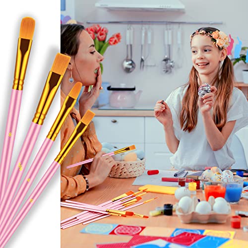 Paint Brushes Set, 20 Pcs Paint Brushes for Acrylic Painting, Oil Watercolor Acrylic Paint Brush, Artist Paintbrushes for Body Face Rock Canvas, Adult Drawing Arts Crafts Supplies, Blush - color: Blush