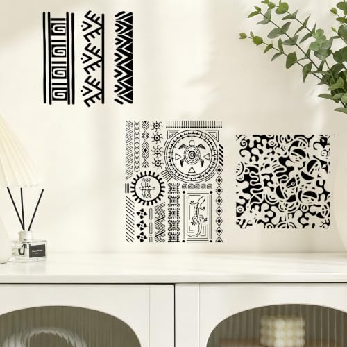 Mixed Stencils for Painting on Wood Reusable Geometric Stencils for Crafts - style: Textures