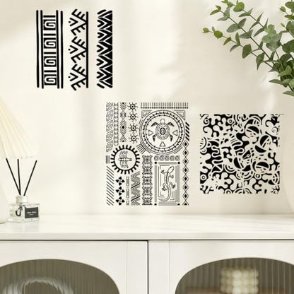 Mixed Stencils for Painting on Wood Reusable Geometric Stencils for Crafts - style: Textures