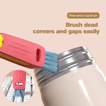 3 in 1 Cup Lid Cleaning Brush, 2024 New Portable Crevice Cleaning Brush Set for Baby Bottle Gap Tight Spaces Cup, Rotatable Cup Lid Cleaner Cup Mouth Scrubber - color: A-red