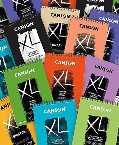 CANSON XL Bristol 180gsm A4 Paper, Very Smooth, Spiral Pad Short Side, 50 Extra White Sheets, Ideal for Professional Artists & Illustrators - size: A4