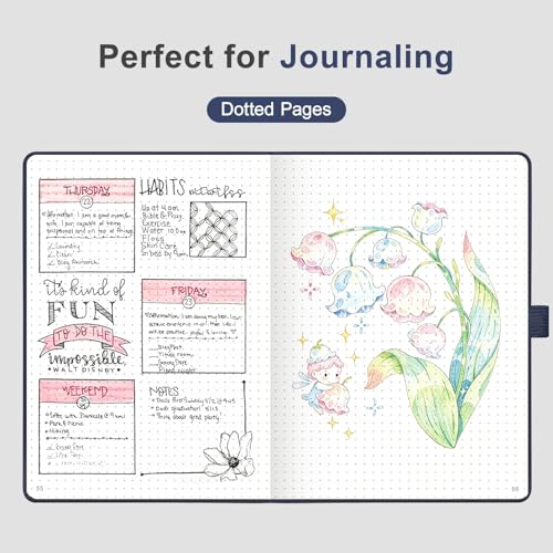 AHGXG Dotted Journal Notebook, 160 Numbered Pages, A5 Medium Size (5.7'' x 8.3''), 120 GSM Thick Paper, Leather Hardcover, for Journaling, Planning, Tracking (Blue) - color: Blue, style: Dotted