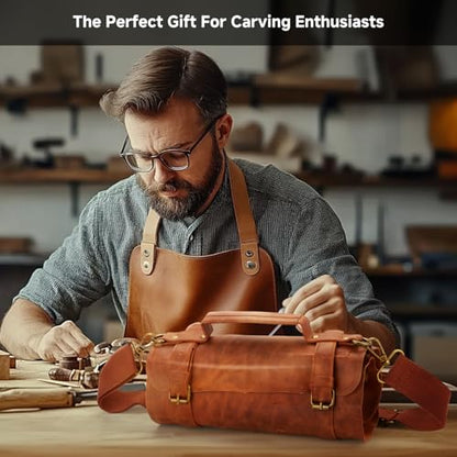 Wood Carving Kit, 17Pcs Wood Carving Tools, Professional Whittling Knife Set, Wooden Hand Knives with Sheath & Deluxe Leather Roll Bag for Beginners Adults & Starter Woodworking
