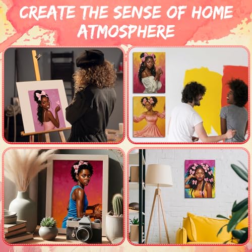 Sherr 108 Pcs 12 Set Black Girl Sip and Paint Kit for Adults 8''x10'' Pre Drawn Canvas to Paint DIY Acrylic Painting Kit Pre Printed Canvas for Date Night Juneteenth Party Team Building - style: Black Girl